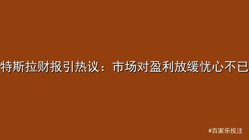 特斯拉财报引热议：市场对盈利放缓忧心不已